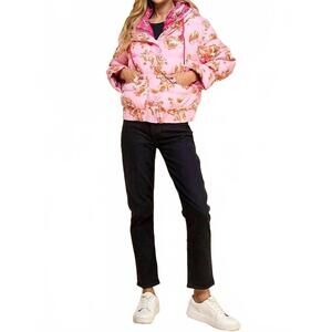 NEW TCEC fancy flowers puffer jacket in pink